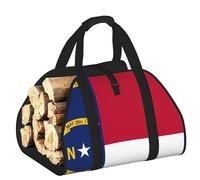 DUWAA North Carolina State Flag Print Wood Baskets with Handle Large Log Store for Fireplace Wear-Resistant Picnic Bags Log Basket