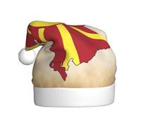 DUWAA Northern Macedonia Flag Map03 Print Christmas Hat, Fun Plush Adult Santa Hat, Novelty Holiday Headwear For New Year Festive Party