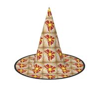 DUWAA Northern Macedonia Flag Map03 Print Halloween Witch Hat Costume Accessory Women Hats For Halloween Party Cosplay Accessories-2pcs