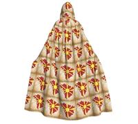 DUWAA Northern Macedonia flag map03 print Men's Cosplay Cloak Robe Costume Halloween Hooded Uniform Medieval Cloak Wizard Robe