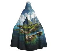 DUWAA Norway Islands Print 59inch Carnival Cape, Unisex Adult Hooded Cloak For Halloween Witch Vampire Wizard Cosplay