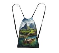 DUWAA Norway Islands Print Drawstring Backpack Foldable String Bag Cinch Bag Beach Bag Travel Backpack Anti Tear Gym Bag