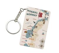 DUWAA Norway Map With Various Icons Print Acrylic Keychain, Cute Decor Key Rings Holder Keyring Gifts For Men Women Backpack Handbag