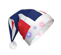 DUWAA Norwegian Flag Print Light Up Christmas Hat With 3 Blinking Color, Adults Led Soft Faux Santa Cap For Party