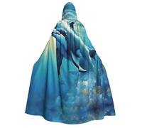 DUWAA Ocean Dolphin Looking at You 1 print Men's Cosplay Cloak Robe Costume Halloween Hooded Uniform Medieval Cloak Wizard Robe
