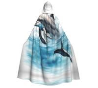 DUWAA Ocean Dolphin Looking at You print Men's Cosplay Cloak Robe Costume Halloween Hooded Uniform Medieval Cloak Wizard Robe