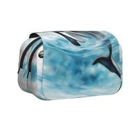 DUWAA Ocean Dolphin Looking at You print Pen Pencil Case with Zipper Clear Makeup Color Pouch Cosmetics Bag Multi-Purpose Stationary Bag
