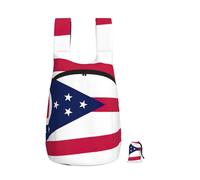 DUWAA Ohio State Flag Print Portable Daypack, Foldable Lightweight Storage Shoulder Backpack Bag For Travel Hicking Outdoor