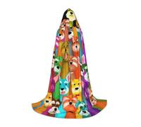 DUWAA Oil Cute Schnauzer Dogs Print Halloween Hooded Cloak Cape Medieval Style For Christmas Party, Cosplay Masquerade Costumes
