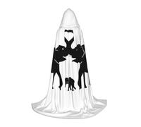 DUWAA Old Elephant And Young Elephant Print Halloween Costume Clothes Halloween Medieval Costume Cape For Women Men Renaissance Hooded Cloak