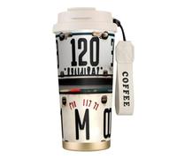 DUWAA Old License Plate Print Stainless Steel Insulated Travel Coffee Mug, Camping Mug,Coffee Tumbler For Men Women