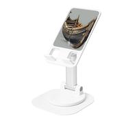DUWAA Old Viking Boats Print 360°Rotating Cell Phone Stand, Adjustable Cell Phone Holder,Foldable Portable Phone Holder