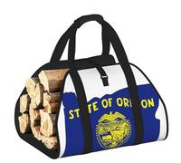 DUWAA Oregon State Flag Map Print Wood Baskets with Handle Large Log Store for Fireplace Wear-Resistant Picnic Bags Log Basket