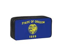 DUWAA Oregon State Flag Print Large Capacity Pencil Case Pencil Pouch with Zipper Portable Pen Case for Office Travel Makeup