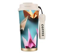 DUWAA Origami Paper Crane Print Stainless Steel Insulated Travel Coffee Mug, Camping Mug,Coffee Tumbler For Men Women