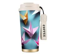 DUWAA Origami Paper Cranes Print Stainless Steel Insulated Travel Coffee Mug, Camping Mug,Coffee Tumbler For Men Women