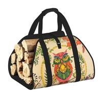 DUWAA Owl Beliefs Print Wood Baskets with Handle Large Log Store for Fireplace Wear-Resistant Picnic Bags Log Basket