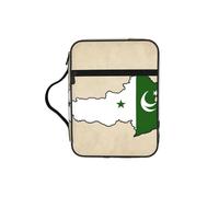 DUWAA Pakistan Flag Map01 Print 26× 20 Cm Large Capacity Bible Cover Case, Study Supplies Tote Bag for Women and Christian