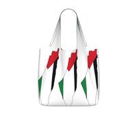 DUWAA Palestine Flag Map Print Foldable Tote Bag Reusable Grocery Bag Shopping Bag With 25l Capacity For Work Beach And Travel