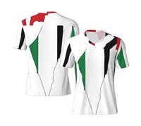 DUWAA Palestine Flag Map Print Football Jersey Shirt, Fashion Moisture Wicking Gym Athletic Short Sleeve for Football Traning