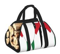 DUWAA Palestine Flag Map Print Wood Baskets with Handle Large Log Store for Fireplace Wear-Resistant Picnic Bags Log Basket
