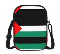 DUWAA Palestine Flag Print Adjustable Strap Oxford Sling Bag, Small Water-Resistant Crossbody Purse For Travel