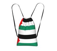 DUWAA Palestine Flag Print Drawstring Backpack Foldable String Bag Cinch Bag Beach Bag Travel Backpack Anti Tear Gym Bag