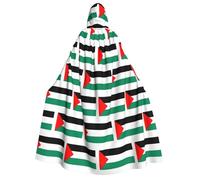 DUWAA Palestine flag print Halloween Hooded Robe Cloak for Adult Men Women Wizard Vampire Knight Fancy Cool Cape Costume