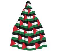 DUWAA palestine flag1 print Halloween Hooded Robe Cloak for Adult Men Women Wizard Vampire Knight Fancy Cool Cape Costume