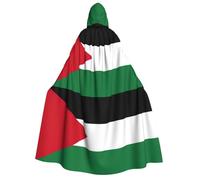DUWAA Palestinian flag print Hooded Robe Halloween Cosplay Costume Robe Cloak Cape Wizard Raven Cosplay Costume
