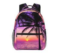 DUWAA Palm Trees Silhouette At Sunset Print Camping Backpack Gym Backpack With Adjustable Shoulder Straps Sturdy Work Bag Laptop Rucksack
