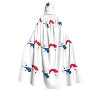 DUWAA Panama Flag Map Print 59inch Carnival Cape, Unisex Adult Hooded Cloak For Halloween Witch Vampire Wizard Cosplay