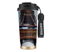 DUWAA Paris Eiffel Tower Print Stainless Steel Insulated Travel Coffee Mug, Camping Mug,Coffee Tumbler For Men Women