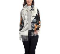 DUWAA Parisian Dachshund Print Womens Fall Winter Scarf Soft Tassel Soft Warm Blanket Scarves Womens Shawl Wraps