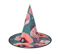 DUWAA Pastel Poppies Print Halloween Witch Hat Costume Accessory Women Hats For Halloween Party Cosplay Accessories-2pcs