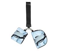 DUWAA Penguin Print Small Dual Pouch Wristlet Purse, Travel Wrist Bag Keychain Pouch With Detachable Buckles