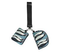 DUWAA Penguin Print Small Dual Pouch Wristlet Purse, Travel Wrist Bag Keychain Pouch With Detachable Buckles