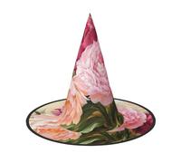DUWAA Peony Flowers Blossom Print Witch Hat Witches Hats Halloween Women Adult Wizard Men Costume Cosplay Party Accessory-1pcs