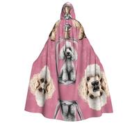 DUWAA perfume bottle & poodle print Cloak with Hood for Men Women, Hooded Cape Cloak Unisex Halloween Witch Vampire Costume