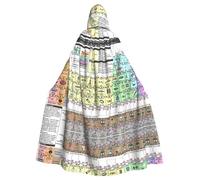 DUWAA Periodic Table Of Elements Print Adult Halloween Hooded Cape, Full Length Unisex Cloak For Men Women, For Halloween Cosplay