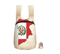 DUWAA Peru Flag Map 03 Print Portable Daypack, Foldable Lightweight Storage Shoulder Backpack Bag For Travel Hicking Outdoor