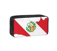 DUWAA Peru Flag Map Print Large Capacity Pencil Case Pencil Pouch with Zipper Portable Pen Case for Office Travel Makeup
