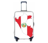 DUWAA Peru Flag Map Print Luggage Cover Elastic Suitcase Cover Protector Fits 18-32 Inch Suitcase Travel Accessories, White, M