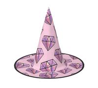 DUWAA Pink Diamond Pattern Print Witch Hat Witches Hats Halloween Women Adult Wizard Men Costume Cosplay Party Accessory-1pcs