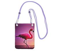 DUWAA Pink Flamingo Pattern Print Crossbody Bag For Women, Shoulder Bag Purse, Travel Sport Mini Phone Bag, Phone Wallet, Purple, One Size