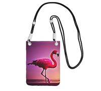 DUWAA Pink Flamingo Pattern Print Crossbody Bag For Women, Shoulder Bag Purse, Travel Sport Mini Phone Bag, Phone Wallet, Black, One Size
