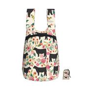 DUWAA Pink Flower Show Steer Cows Cattle Print Packable Backpack 16l Gym Backpack Portable Storage Carry On Backpack Travel Bag For Men Women