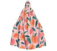 DUWAA Pink Peach Pattern Seamless Pattern print Hooded Robe Halloween Cosplay Costume Robe Cloak Cape Wizard Raven Cosplay Costume