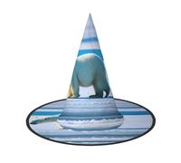 DUWAA Polar Bear Ice Print Halloween Witch Hat Costume Accessory Women Hats For Halloween Party Cosplay Accessories-2pcs