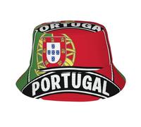 DUWAA Portugal Flag Print Bucket Hat, Foldable Summer Travel Beach Sun Hat,Outdoor Cap, Wide-Brim Hat for Men Women Black